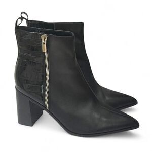 FARYL by Faryl Robin Charleigh Black Leather Croco Boots, Size 15 Women/13 Men